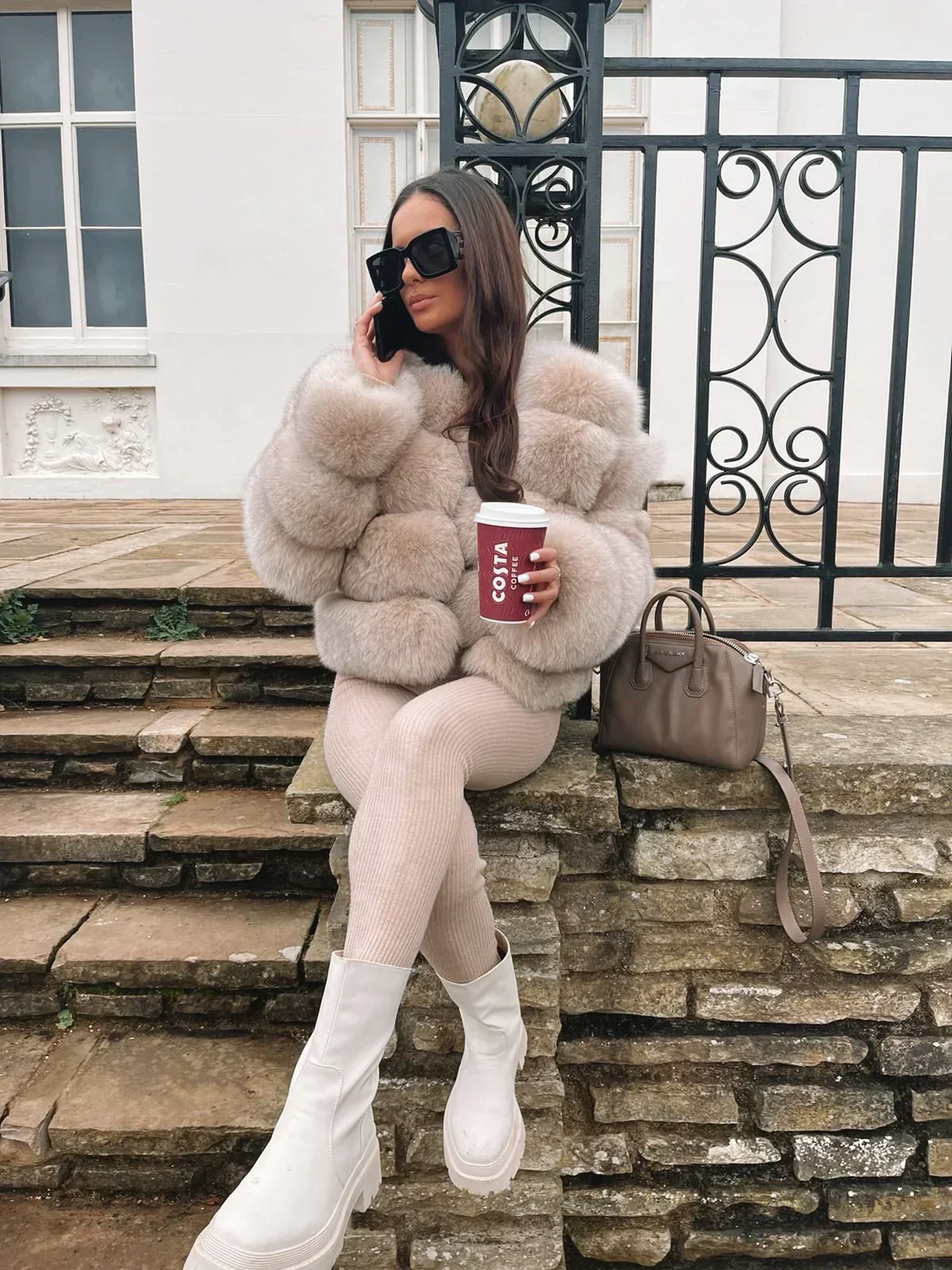 BUBBLE CROPPED COAT LATTE - Image 2