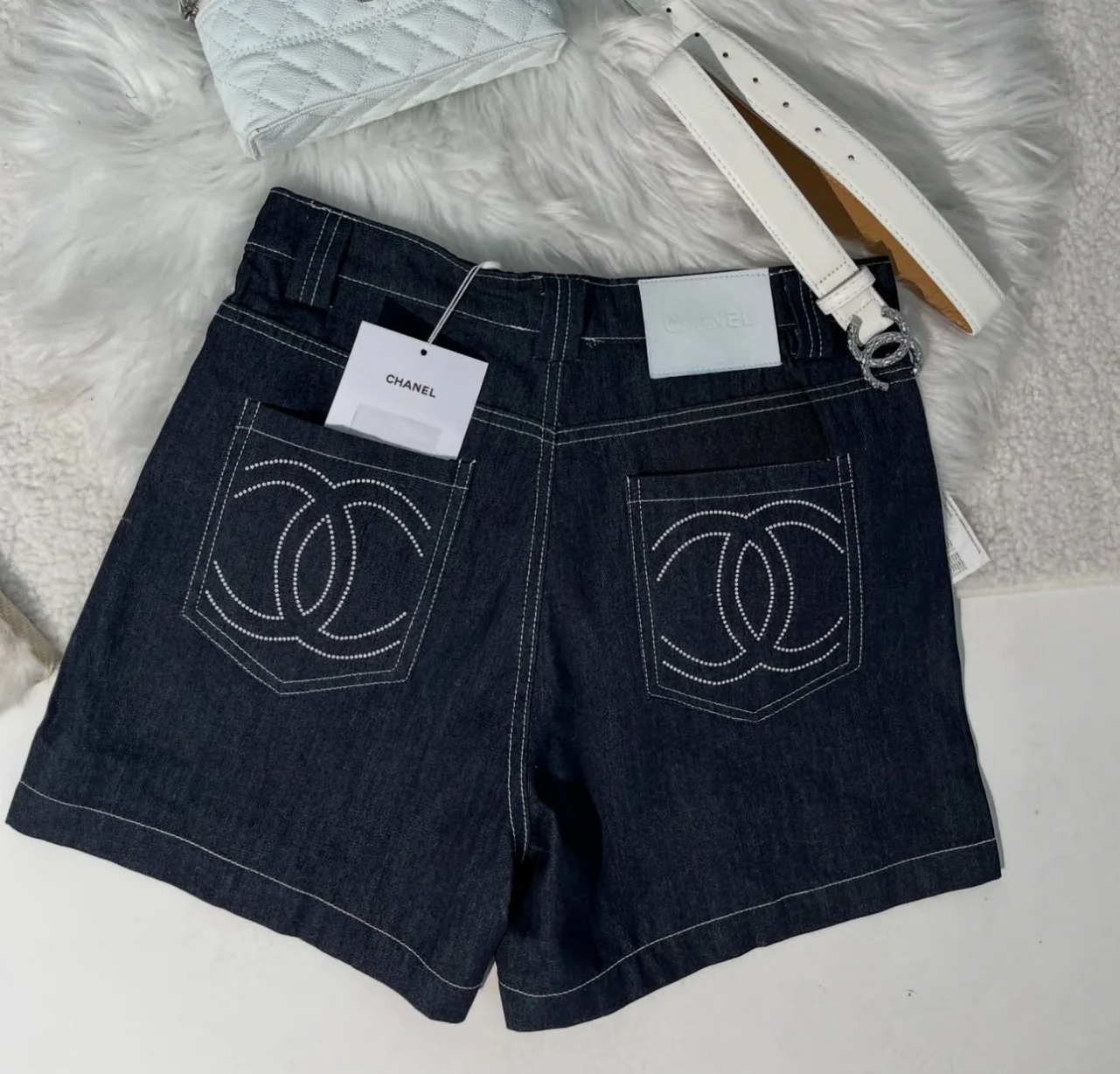 dark denim shorts - Image 2