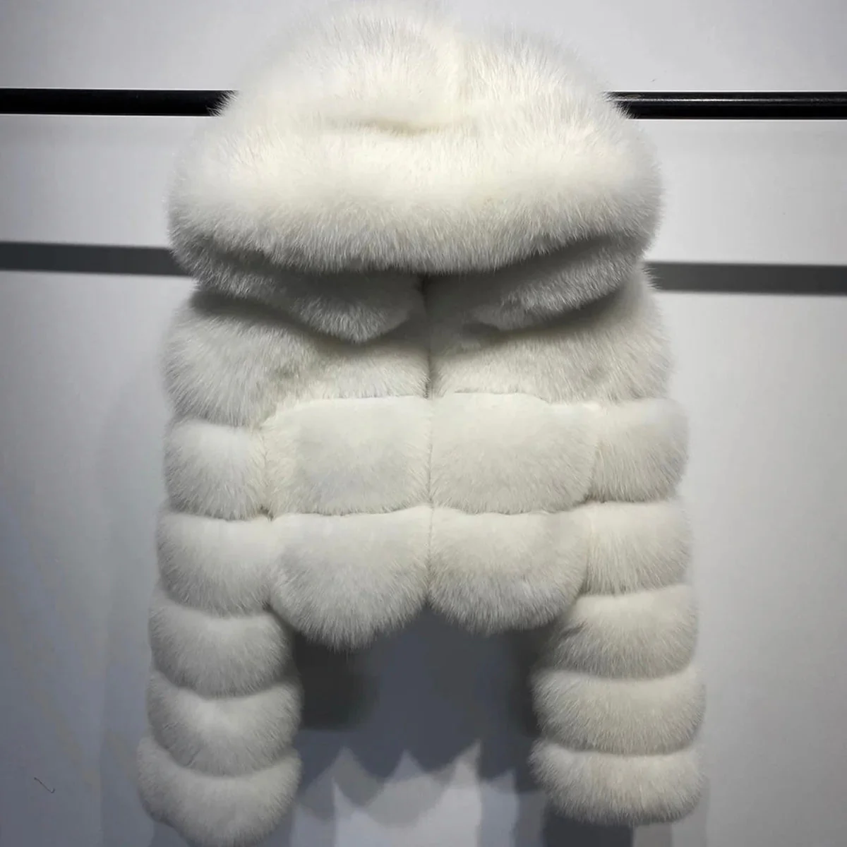 CROPPED MINI HOODED COAT IVORY - Image 2