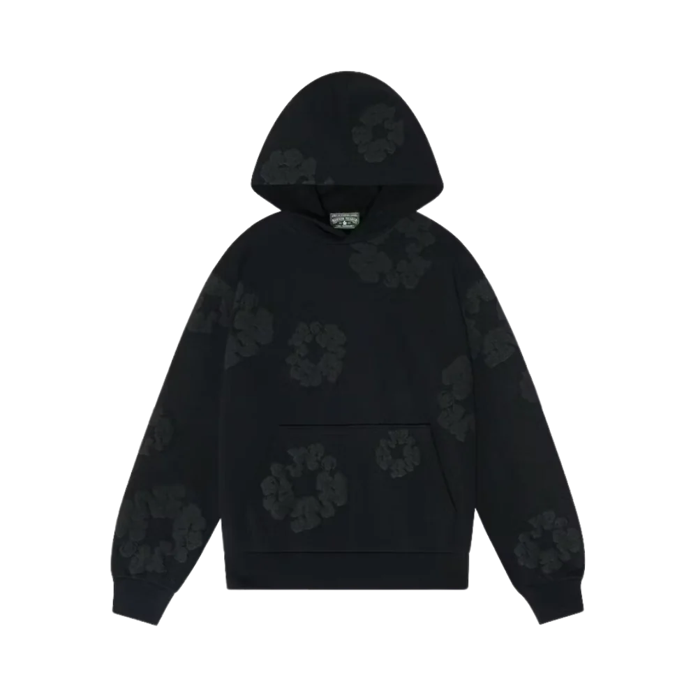 FLOWER HOODIE BLACK MONOCHROME - Image 4