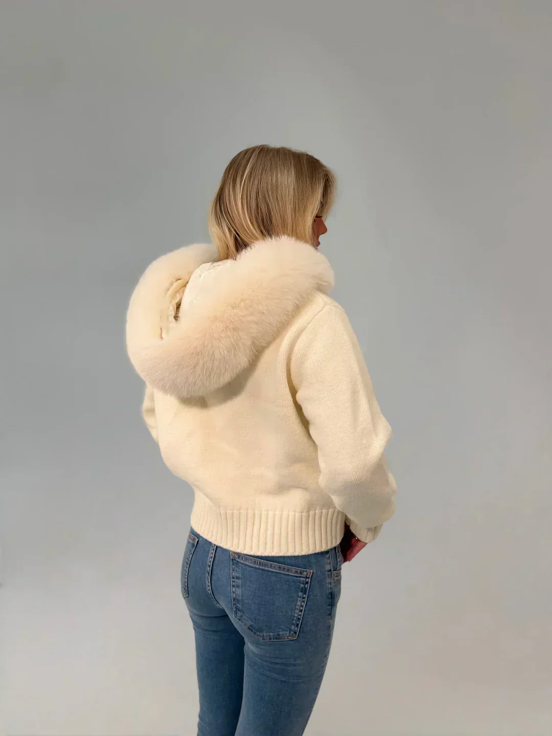 FUR ZIP JACKET WHITE - Image 3