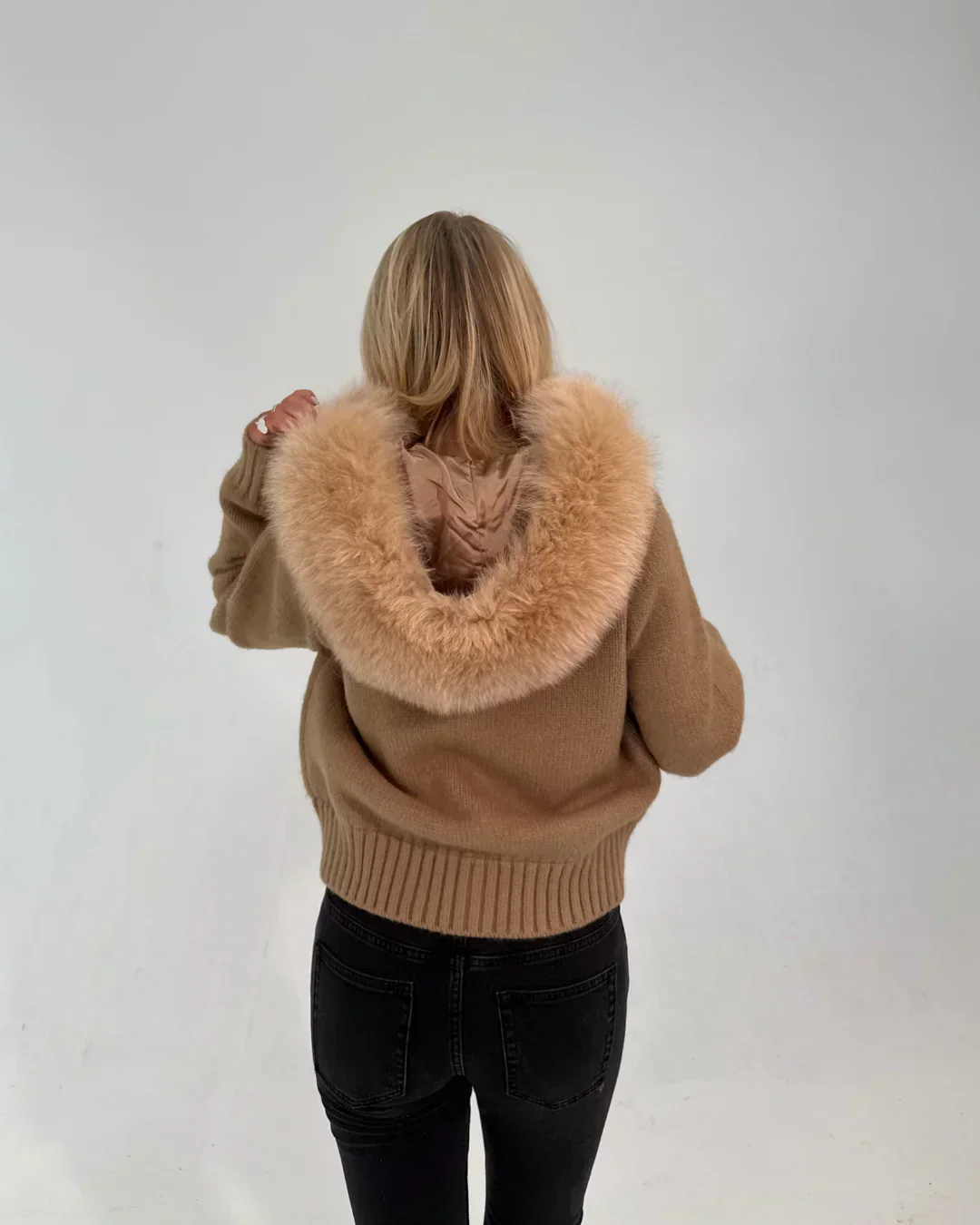 FUR ZIP JACKET BROWN - Image 3