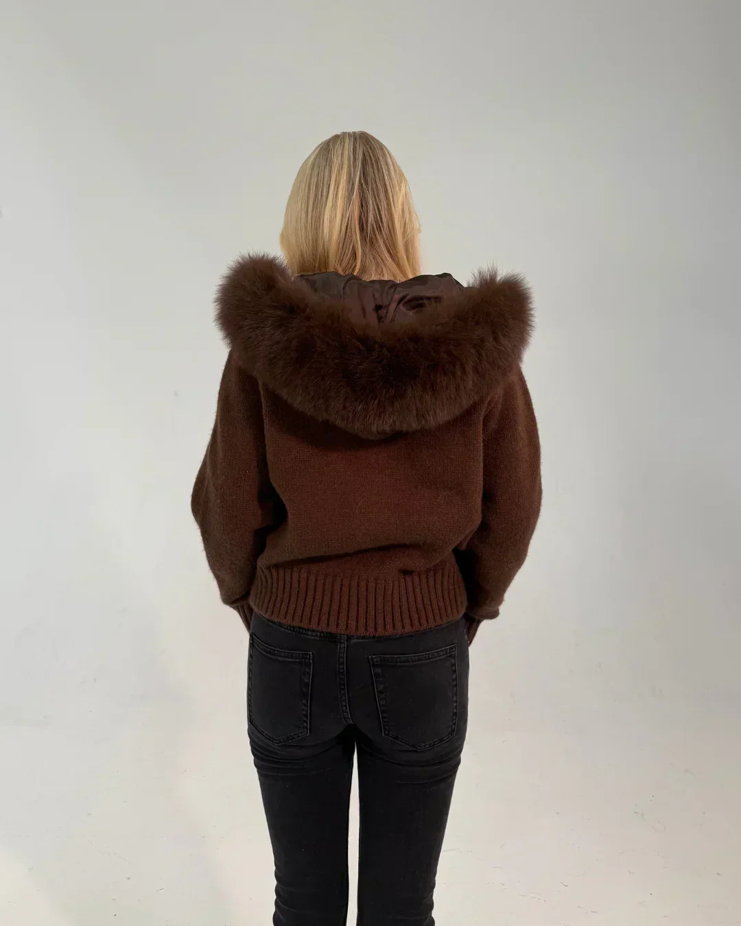 FUR ZIP JACKET CHOCOLATE - Image 3