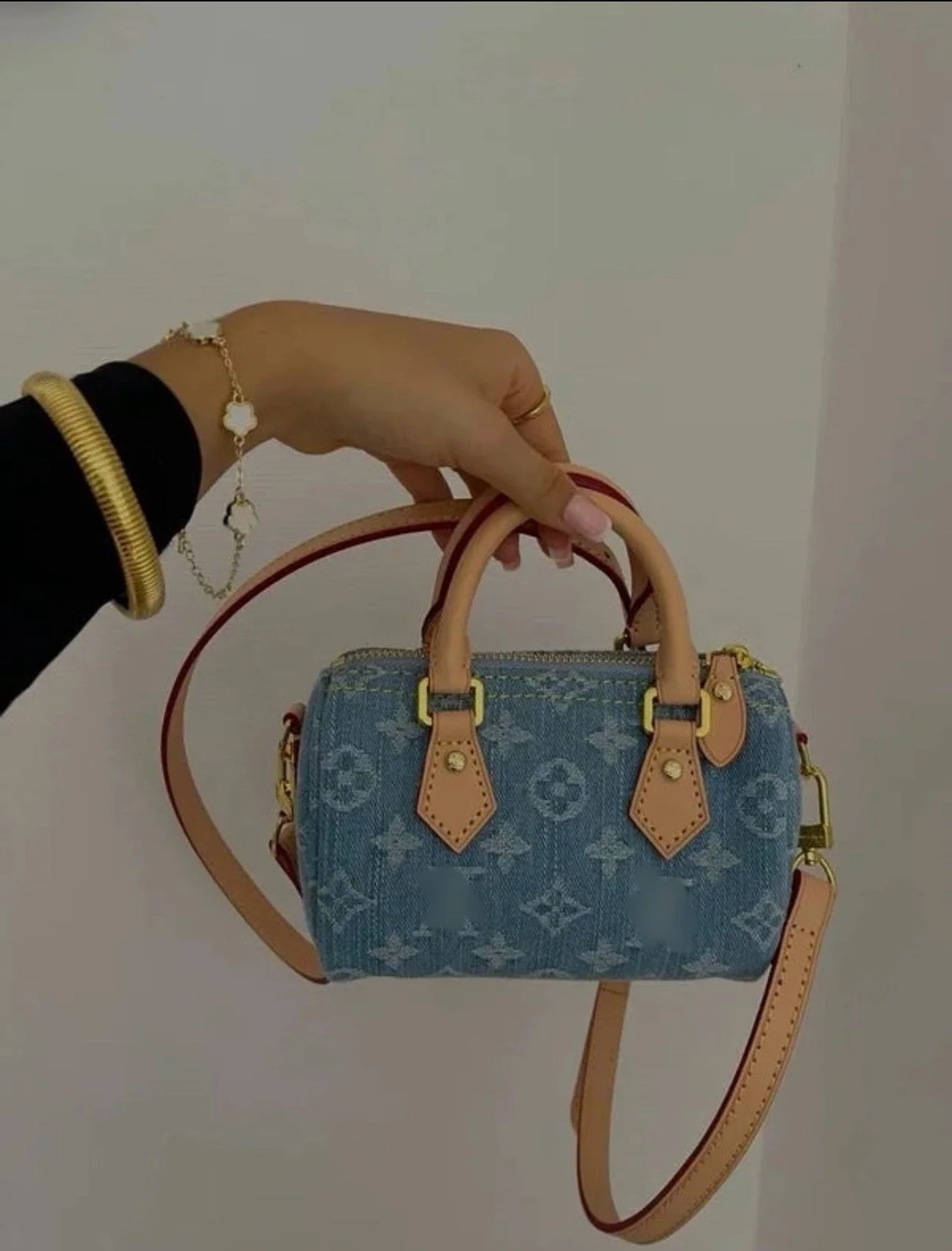 denim mini duffle bag