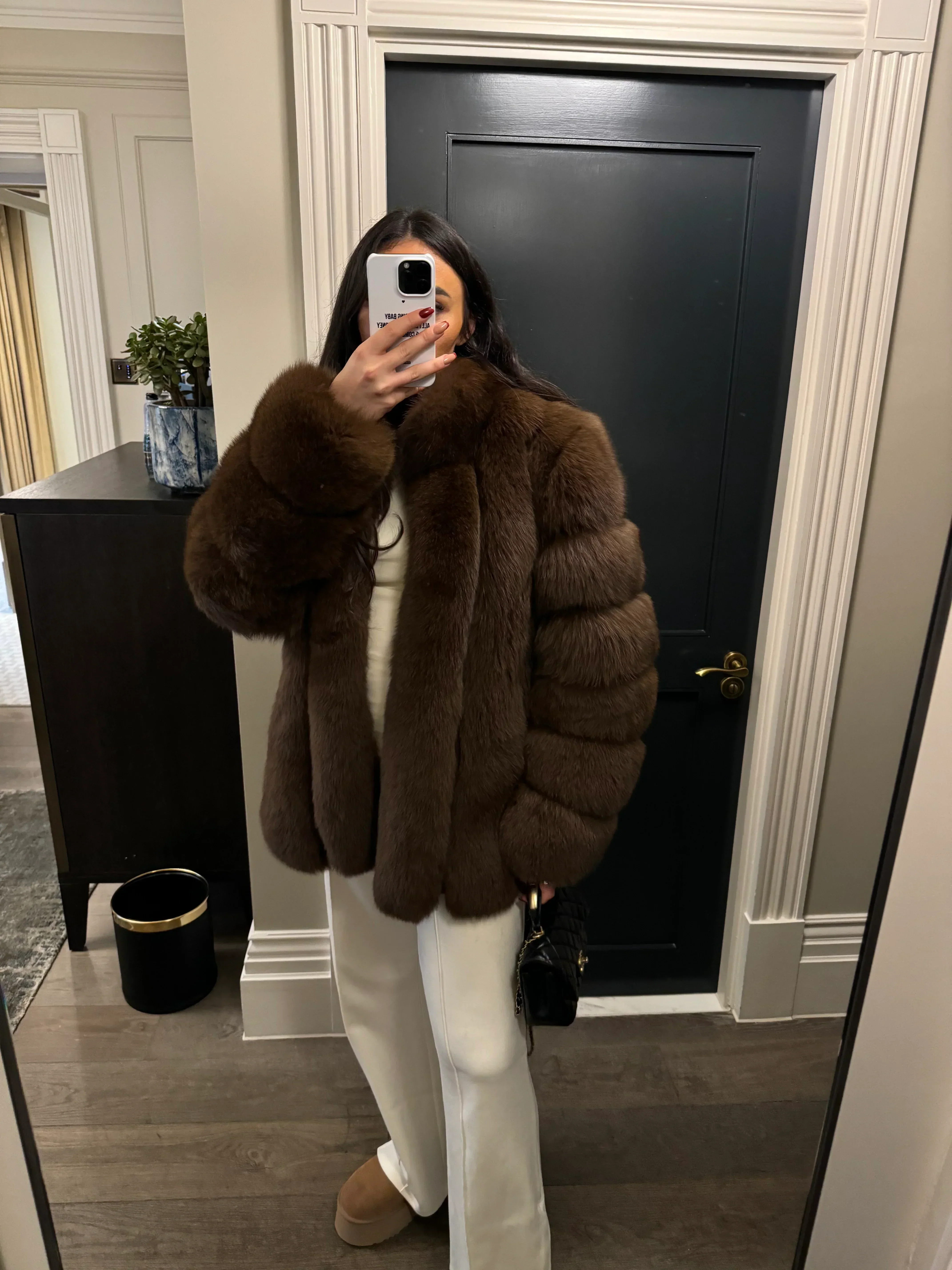 STRAIGHT ROWS LONG COAT CHOCO